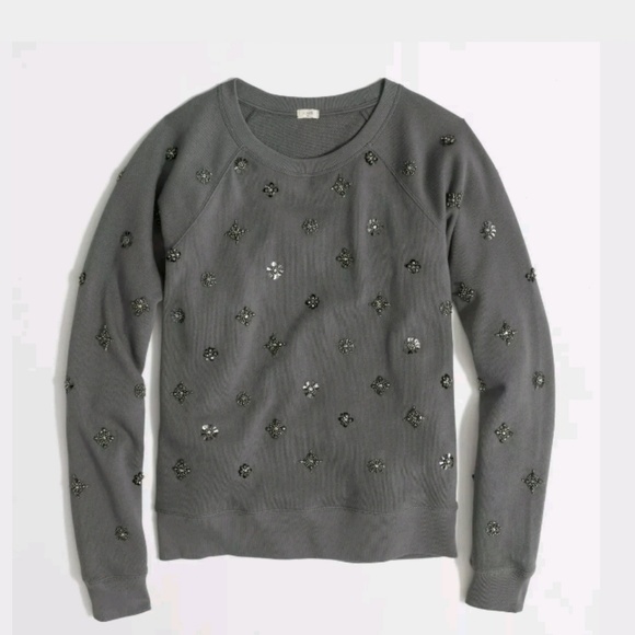 J. Crew Tops - J. Crew Sweatshirt Small Gray Chandelier Beaded